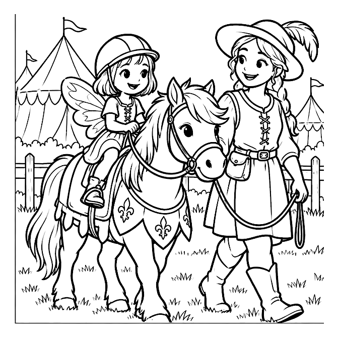 A gentle pony ride colouring page