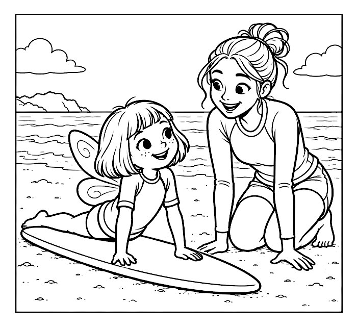 Learning on the sand colouring page